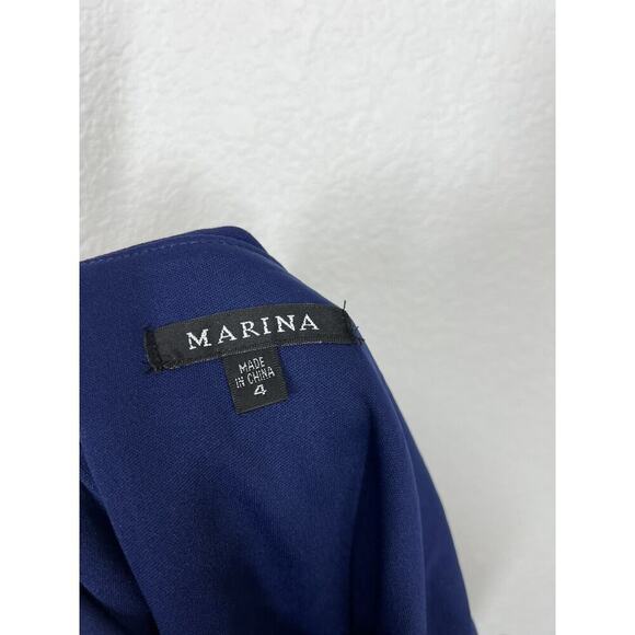 Marina Off The Shoulder Sarong Tie Jumpsuit Size 4 Indigo Semi Formal - Picture 8 of 9